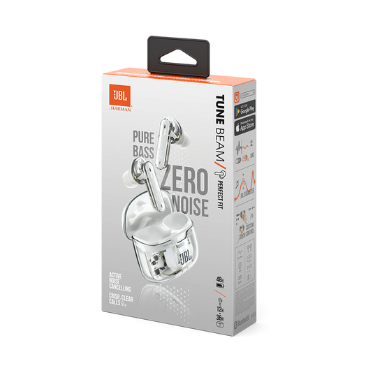 JBL Tune Beam Ghost Edition - White Ghost - True wireless Noise Cancelling earbuds - Detailshot 10